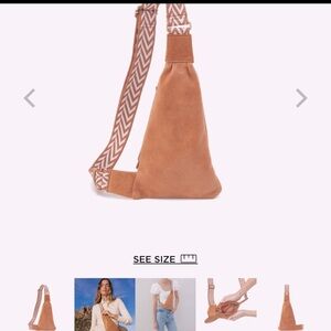 HOBO crossbody sling pack with patterned canvas strap